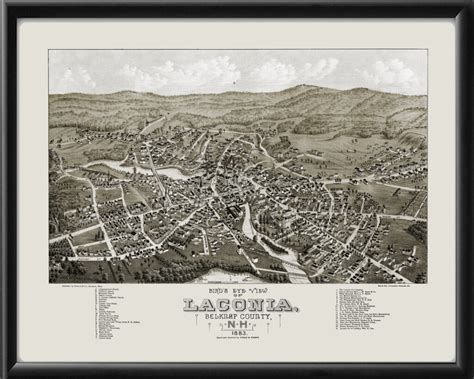 Laconia, New Hampshire, 1883 - Vintage City Maps