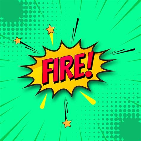 Premium Vector | Fire comic book green background vector