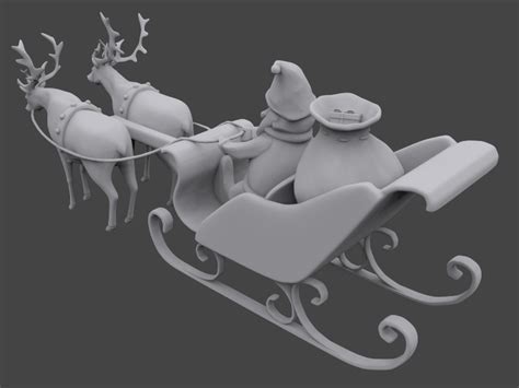 Santa sleigh 3D Model 3D printable OBJ STL - CGTrader.com