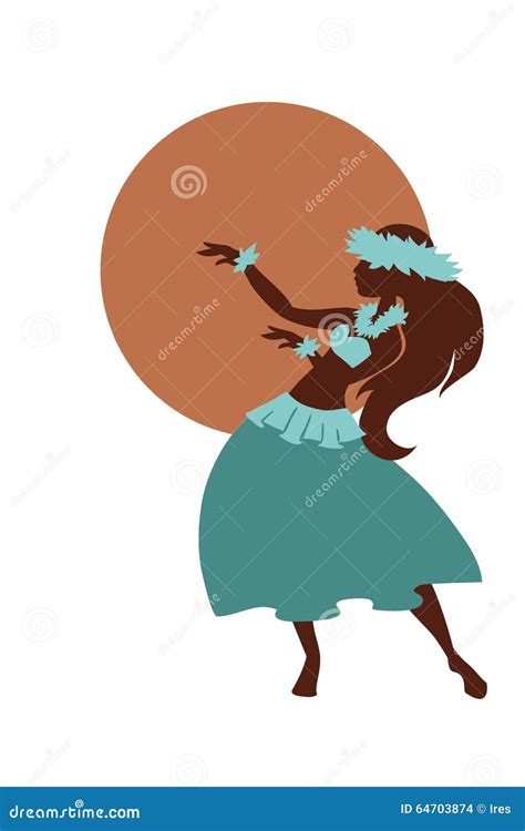 Hula Dancer Silhouette Against the Sun Disk Stock Vector - Illustration ...