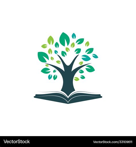 Tree with book education logo template Royalty Free Vector