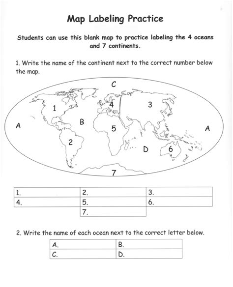 Continents And Oceans Map Quiz Printable - Printable Maps