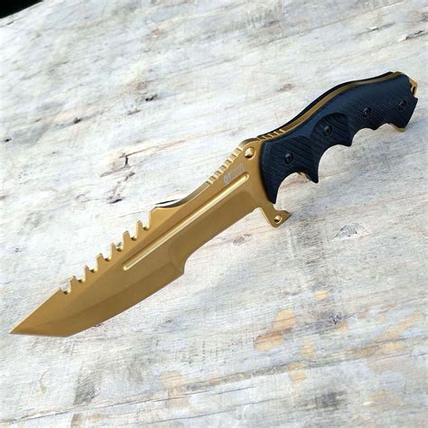 COUNTER-STRIKE CSGO HUNTSMAN Gold Tactical Hunting Survival Bowie Knife ...