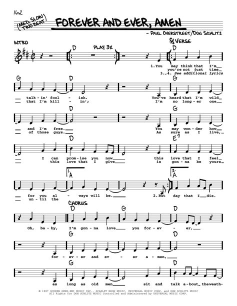 Forever And Ever, Amen by Randy Travis Sheet Music for Real Book ...