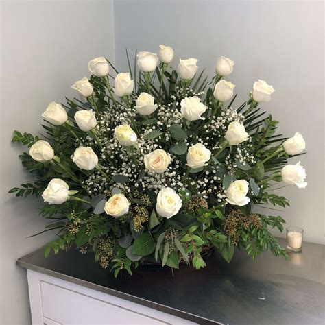 Evans White Rose Funeral Urn in Peabody, MA | Evans Flowers