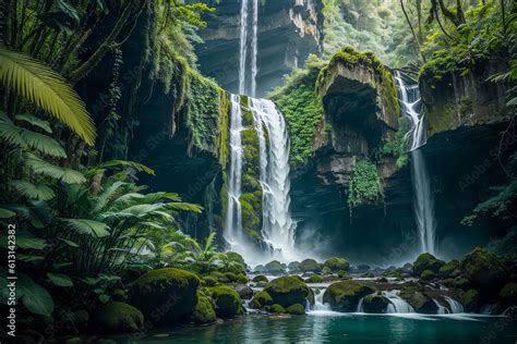 Majestic waterfall in a remote jungle: waterfall, jungle, nature ...