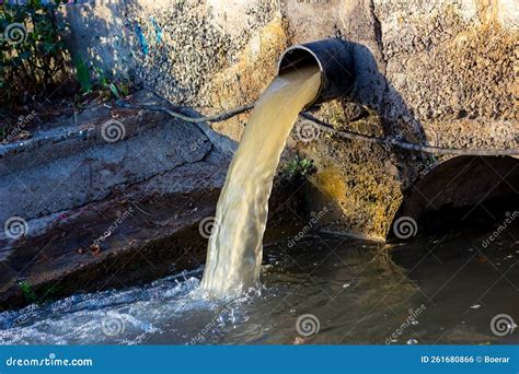 Wastewater Sewage Pipe Dumps the Dirty Contaminated Water into the ...