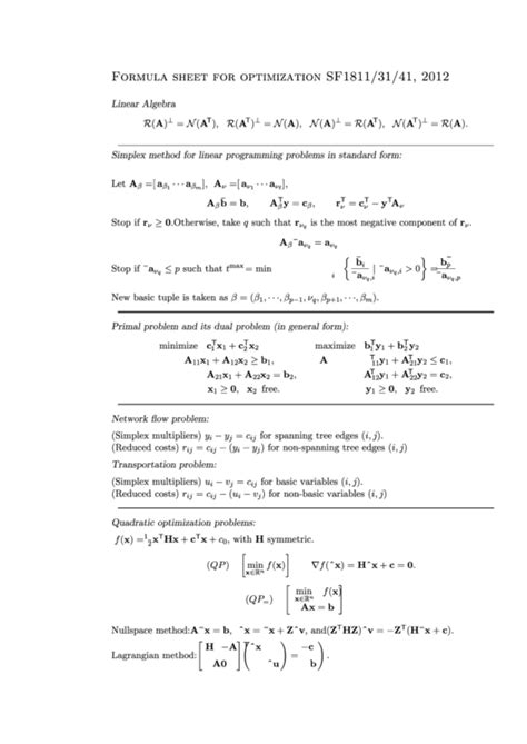 Top 5 Linear Algebra Cheat Sheets free to download in PDF format