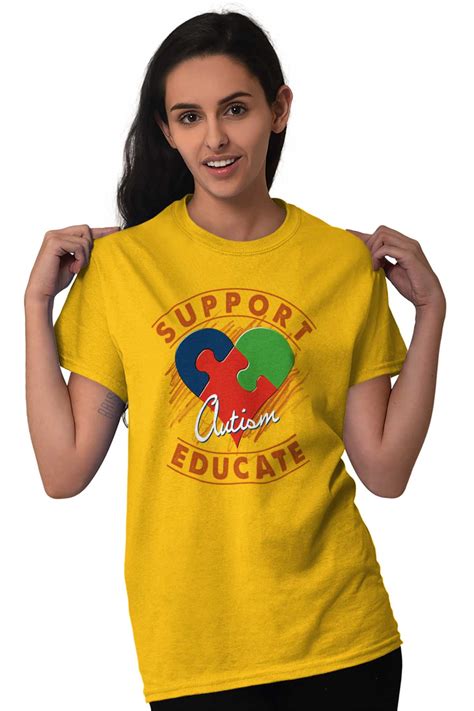 AUTISM AWARENESS Ladies TShirts Tees T For Women Support Educate Autism Autistic Awareness ...