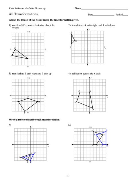 Transformations Geometry Worksheets