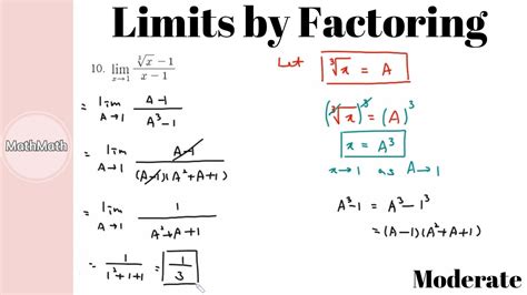 Calculus - HOW TO: Limits by Factoring (Moderate Level) - YouTube