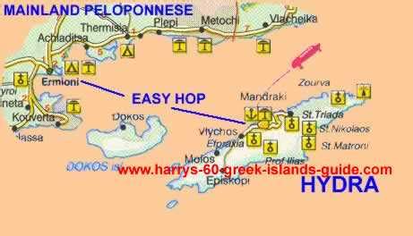 Map & Synopsis: Greek Island of Hydra (Saronic Gulf)