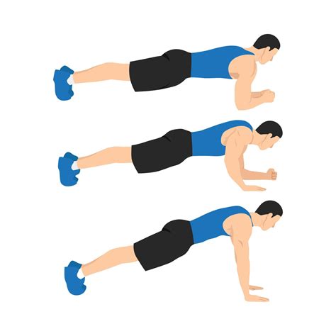 Man doing plank to push ups movement. walking plank up-downs. abs ...