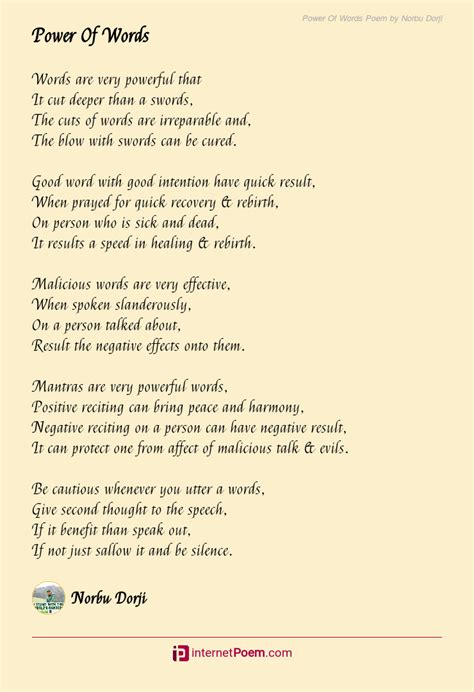 Power Of Words Poem by Norbu Dorji