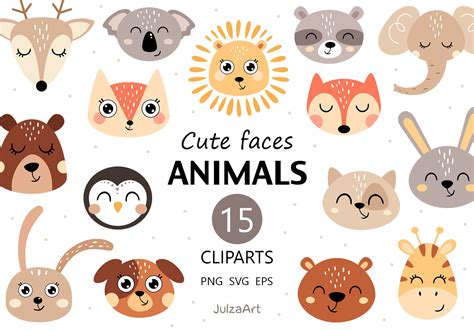 Animal Heads, Animal Faces, Father's Day Clip Art, Cute Animal Clipart ...