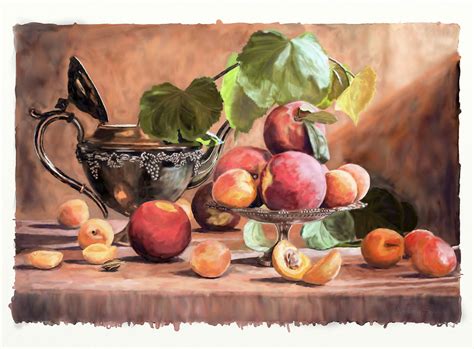 Still-life with peaches _Digital Watercolor - Art Rage Stu… | Flickr