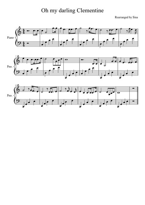 Oh my darling, Clementine sheet music for Piano download free in PDF or MIDI