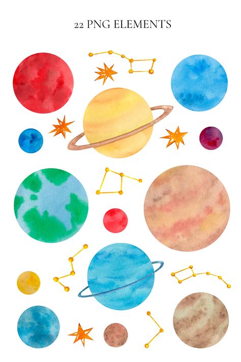 Watercolor planets on Behance