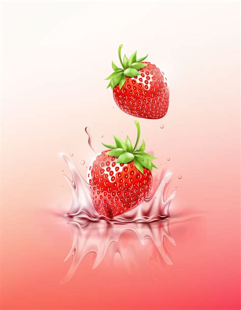 Strawberry juice splash vector free download