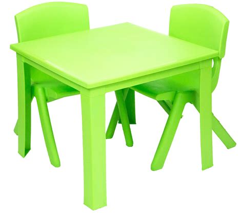 Buy e2e Kids Children Plastic Home Garden Folding Foldable Table & Stackable Chair Set (Lime ...