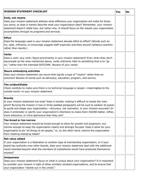 Mission statement checklist | PDF | Free Download