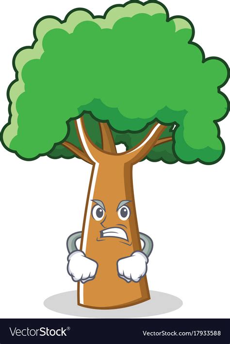 Angry tree character cartoon style Royalty Free Vector Image