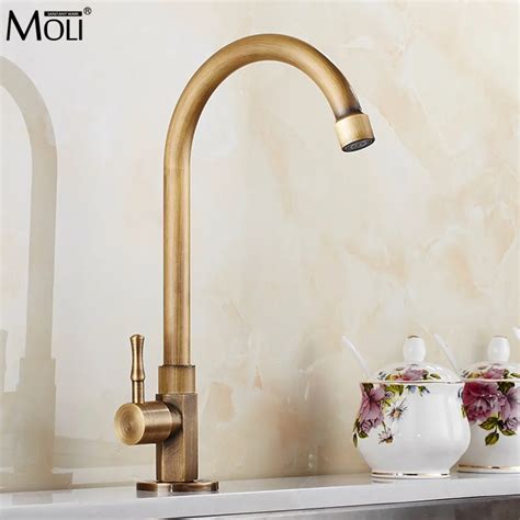 Antique Brass Only Cold Kitchen Faucet Antique bronze finish Brass Sink Faucet Single Handle ...