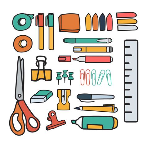 Vector set of stationery doodle style - Download Free Vectors, Clipart ...