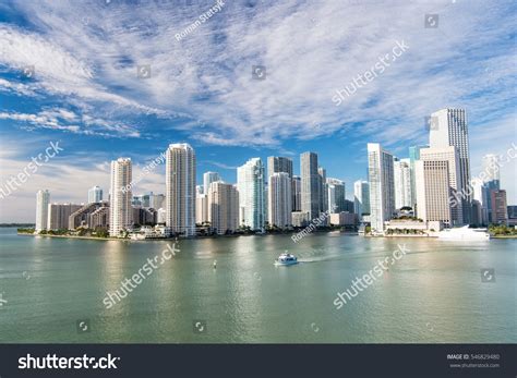 Aerial View Miami Skyscrapers Blue Cloudy Stock Photo 546829480 ...