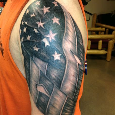 Worn American Flag Tattoo