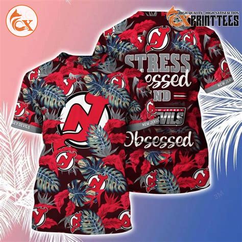 New Jersey Devil Logo Tropical Leaves Pattern Aloha Hawaiian Shirt, A Unique Gift That Speaks ...