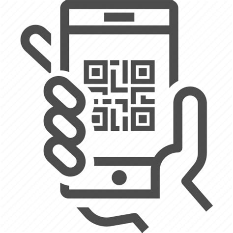 Barcode, code, hand, mobile, qr, qr code, scan icon