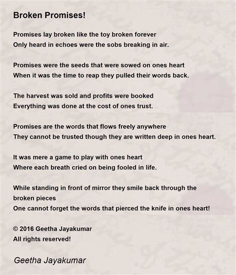 Best poems about broken promises