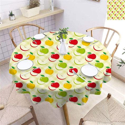 Amazon.com: Apple Round Tablecloth Diameter 36", Diagonal Checkered ...