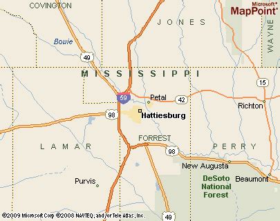 Hattiesburg, Mississippi Area Map & More