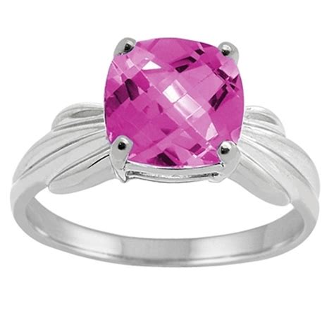 MauliJewels - Cushion Cut Pink Topaz Ring in 10K White Gold- - For ...