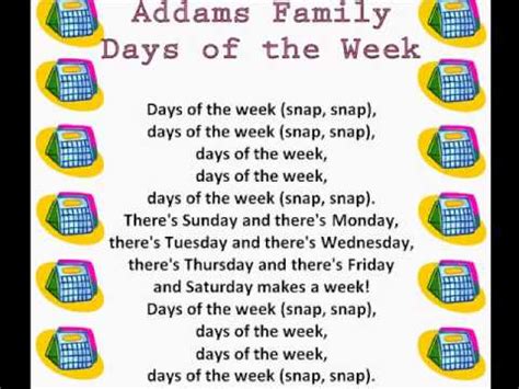 Addams Family Days of the Week (Days of the Week Rhymes & Songs) - YouTube