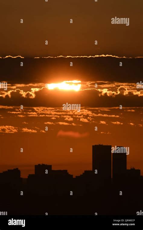 Denver, CO skyline at sunrise Stock Photo - Alamy