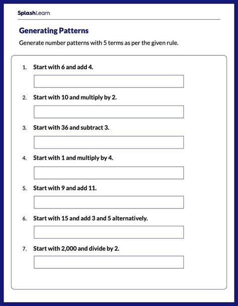 Maths Number Patterns Worksheets