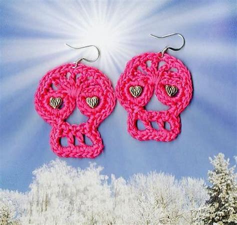 Crochet Day of the Dead Sugar Skull Earrings Crochet pattern by Spider Mambo | Crochet Patterns ...