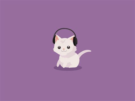 Profile Pic Cute White Cat Listening To Music GIF | GIFDB.com