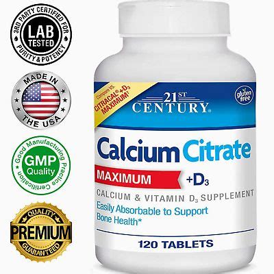 Calcium Citrate plus Vitamin D3 Maximum Caplets Support Bone Health 120 Tablets | eBay in 2022 ...