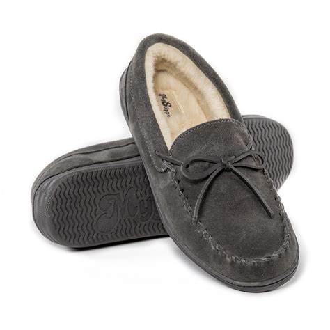 MySlipper Men's Size 11 Charcoal Moccasin Slippers By:MyPillow - Walmart.com