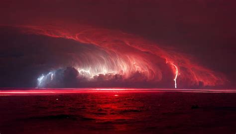 Premium Photo | Red Lightning storm