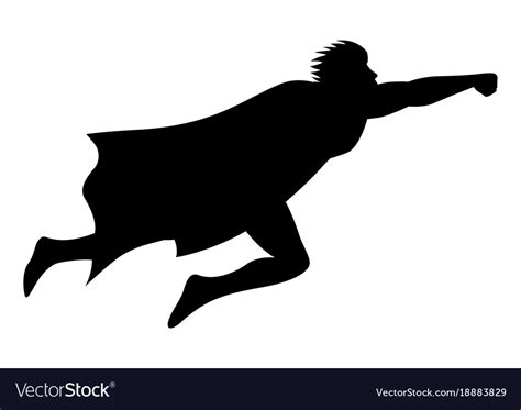 Cartoon silhouette of a superhero flying Vector Image