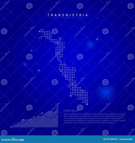 Transnistria or Transdniestria Illuminated Map with Glowing Dots. Dark ...