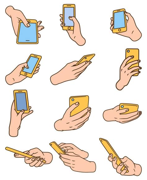 Free vector set pose hand holding phone, art doodle hand drawing style 23913465 Vector Art at ...