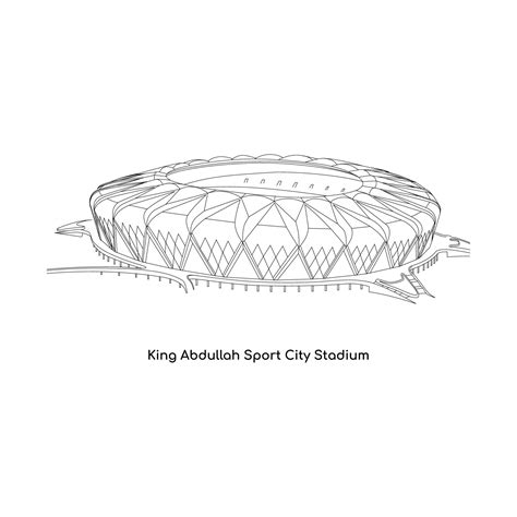 Line Art Design of Saudi Arabias International Stadium, King Abdullah Sports City Stadium ...