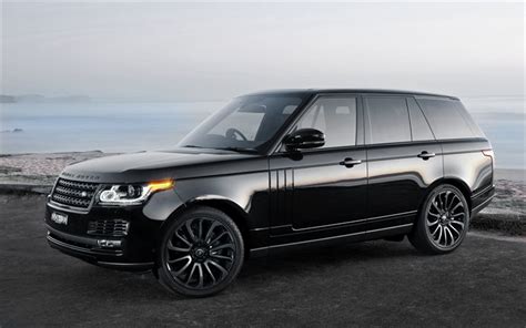 Download wallpapers Land Rover, Range Rover, Vogue, 2016, luxury SUV, black, black wheels for ...