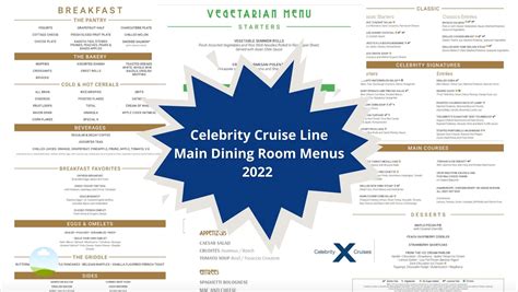 Celebrity Main Dining Room Menus 2022 · Prof. Cruise